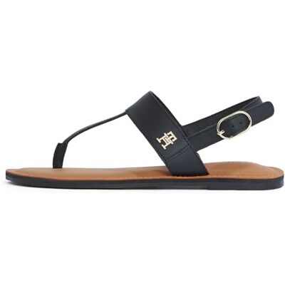 Tommy Hilfiger Sandales Femme Leather Thong Tongs, Noir (Black), 37 - Publicité Tommy Hilfiger Sandales Femme Leather Thong Tongs, Noir (Black), 37 - Publicité