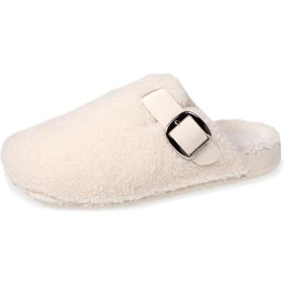 Isotoner Chaussons pantoufles Mules femme sabot confort interieur imitation fourrure, 37, ivoire - Publicité Isotoner Chaussons pantoufles Mules femme sabot confort interieur imitation fourrure, 37, ivoire - Publicité