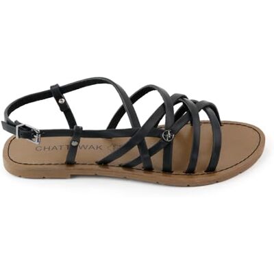 CHATTAWAK Femme Sandale, Noir, 39 EU - Publicité CHATTAWAK Femme Sandale, Noir, 39 EU - Publicité