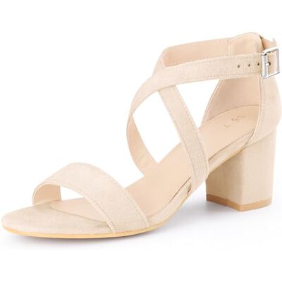 Allegra K Sandales à talon carré pour femmes Beige 39 - Publicité Allegra K Sandales à talon carré pour femmes Beige 39 - Publicité