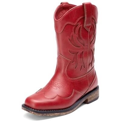 DREAM PAIRS Bottes de cowboy pour tout-petits, bottes de cowgirl pour filles, bout carré, mi-mollet, chaussures d'équitation tendance occidentale pour tout-petit/petit enfant/grand enfant, Rouge, 36 - Publicité DREAM PAIRS Bottes de cowboy pour tout-petits, bottes de cowgirl pour filles, bout carré, mi-mollet, chaussures d'équitation tendance occidentale pour tout-petit/petit enfant/grand enfant, Rouge, 36 - Publicité