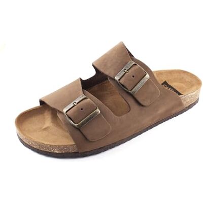 Casual Sandales en cuir nubuck pour homme Mules en cuir véritable avec semelle en liège Fabriquées en Espagne, marron, 39 EU - Publicité Casual Sandales en cuir nubuck pour homme Mules en cuir véritable avec semelle en liège Fabriquées en Espagne, marron, 39 EU - Publicité