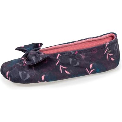 Isotoner Chaussons pantoufles Ballerines femme ultra confortables, semelle en cuir, détail grand nœud - Publicité Isotoner Chaussons pantoufles Ballerines femme ultra confortables, semelle en cuir, détail grand nœud - Publicité