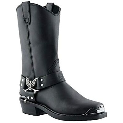 Grinders Bottes de Cowboy de Motard en Cuir Noir Eagle Eagle Hi pour Homme 41 - Publicité Grinders Bottes de Cowboy de Motard en Cuir Noir Eagle Eagle Hi pour Homme 41 - Publicité
