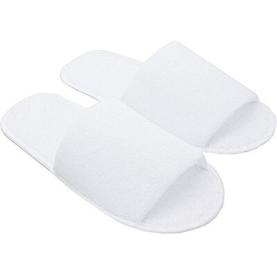 Carenesse 4 paires de chaussons d'hôtel ouverts taille 43-44 I Chaussons jetables pratiques en éponge 100% coton I Chaussures invité blanches avec semelles antidérapantes I légers et peu encombrants - Publicité Carenesse 4 paires de chaussons d'hôtel ouverts taille 43-44 I Chaussons jetables pratiques en éponge 100% coton I Chaussures invité blanches avec semelles antidérapantes I légers et peu encombrants - Publicité