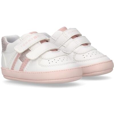 Tommy Hilfiger Bébé Fille Kiki Chaussure Baby, Blanc/Rose, 18 EU - Publicité Tommy Hilfiger Bébé Fille Kiki Chaussure Baby, Blanc/Rose, 18 EU - Publicité