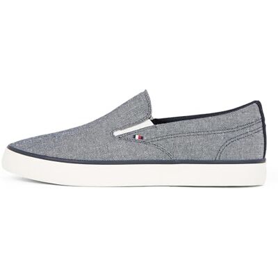 Tommy Hilfiger Baskets Vulcanisées Homme Low Slip on à Enfiler, Bleu (Desert Sky), 40 - Publicité Tommy Hilfiger Baskets Vulcanisées Homme Low Slip on à Enfiler, Bleu (Desert Sky), 40 - Publicité