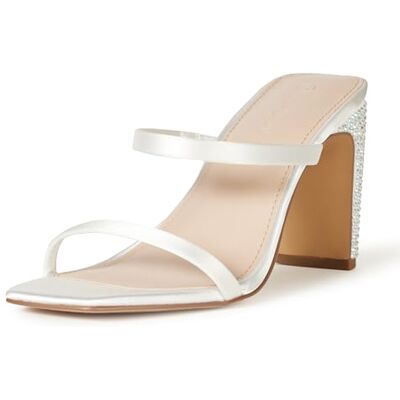 The Drop Avery Sandales à Talons Hauts pour Femme, Bout Carré, Double Bride, Satin Ivoire/Strass, Pointure 40,5 EU - Publicité The Drop Avery Sandales à Talons Hauts pour Femme, Bout Carré, Double Bride, Satin Ivoire/Strass, Pointure 40,5 EU - Publicité