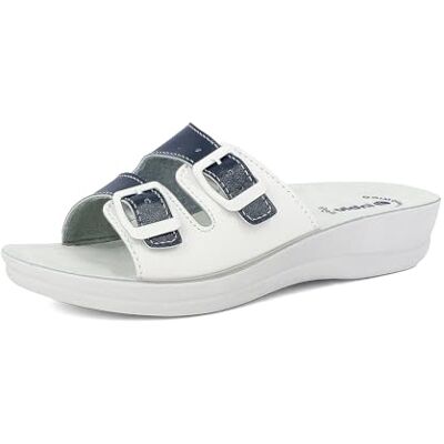 inblu Chaussons femme avec double boucle ligne bien-être, bleu, 40 EU - Publicité inblu Chaussons femme avec double boucle ligne bien-être, bleu, 40 EU - Publicité