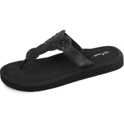 Isotoner Tongs femme très confortables, dessus sophistiqué, 36, noir - Publicité Isotoner Tongs femme très confortables, dessus sophistiqué, 36, noir - Publicité