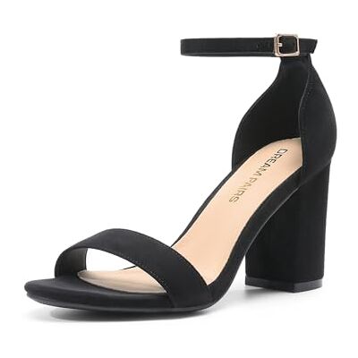 DREAM PAIRS Sandales à talons pour femme à talon bloc épais avec bout ouvert et sangle de cheville de 8,9 cm pour fête, rendez-vous, mariage, Daim noir, 39 EU - Publicité DREAM PAIRS Sandales à talons pour femme à talon bloc épais avec bout ouvert et sangle de cheville de 8,9 cm pour fête, rendez-vous, mariage, Daim noir, 39 EU - Publicité