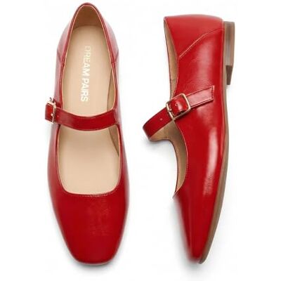 DREAM PAIRS Ballerines Femme Mary Jane à Bout Carré, Chaussures Plates Confortables à Enfiler pour Bureau, Travail, Sorties ou Tenue Quotidienne,Size 40.5,Rouge,DWUMFA2520 - Publicité DREAM PAIRS Ballerines Femme Mary Jane à Bout Carré, Chaussures Plates Confortables à Enfiler pour Bureau, Travail, Sorties ou Tenue Quotidienne,Size 40.5,Rouge,DWUMFA2520 - Publicité