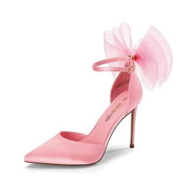 DREAM PAIRS D'Orsay Chaussures à talons hauts à lanières et bout pointu pour femme avec nœud en maille et sangle de cheville, rose, 38 EU - Publicité DREAM PAIRS D'Orsay Chaussures à talons hauts à lanières et bout pointu pour femme avec nœud en maille et sangle de cheville, rose, 38 EU - Publicité