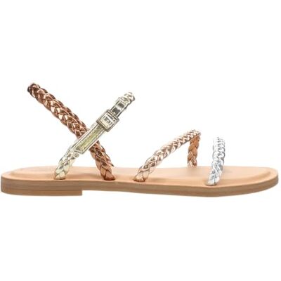 TOMS Sandales KiraFlat pour femme, Tresse synthétique multi-métallique, 35.5 EU - Publicité TOMS Sandales KiraFlat pour femme, Tresse synthétique multi-métallique, 35.5 EU - Publicité