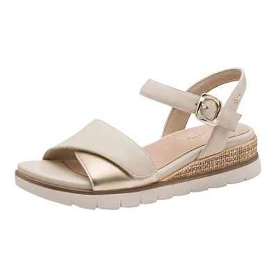 Tamaris Comfort Wedge/Plat Sand Sandales compensées réglables pour femme Ivoire/doré Taille 38 EU - Publicité Tamaris Comfort Wedge/Plat Sand Sandales compensées réglables pour femme Ivoire/doré Taille 38 EU - Publicité