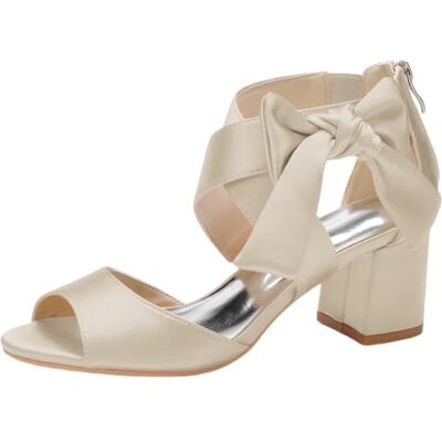 SHUTUP.DANCE Sandales à talon carré pour femme 6 cm Bout ouvert En satin Pour mariage, fête, robe de mariée, champagne, 38.5 EU - Publicité SHUTUP.DANCE Sandales à talon carré pour femme 6 cm Bout ouvert En satin Pour mariage, fête, robe de mariée, champagne, 38.5 EU - Publicité