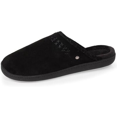 Isotoner Chaussons pantoufles Mules femme ultra confortables et légères, en coton biologique et semelle à mémoire de forme, 36, noir - Publicité Isotoner Chaussons pantoufles Mules femme ultra confortables et légères, en coton biologique et semelle à mémoire de forme, 36, noir - Publicité