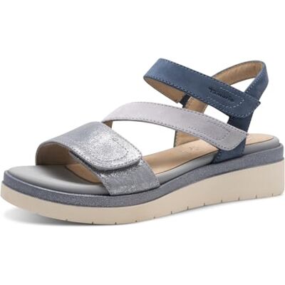 Tamaris Comfort sandales plates femme cuir avec fermeture velcro, Lt Blue Comb, 40 EU - Publicité Tamaris Comfort sandales plates femme cuir avec fermeture velcro, Lt Blue Comb, 40 EU - Publicité