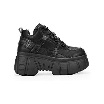BOSANOVA Chaussures avec détail de Trekking et plateforme dentée. Fermeture à lacets., Noir , 39 EU - Publicité BOSANOVA Chaussures avec détail de Trekking et plateforme dentée. Fermeture à lacets., Noir , 39 EU - Publicité