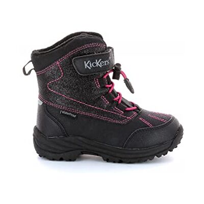 Kickers Jump WPF, Boots Fille, Noir Rose Brillant, 34 - Publicité Kickers Jump WPF, Boots Fille, Noir Rose Brillant, 34 - Publicité