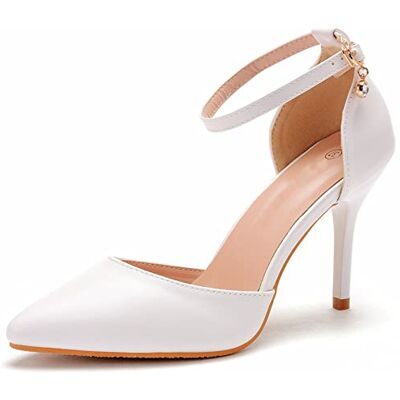 FNKPI Femmes Chaussures De Mariage, Bout Fermé Talon Haut Dentelle Fleur Blanche 9 Cm Dance Party Danse Mariage Séance Photo Adulte Cadeau Chaussures Chaussures De Mariée,Blanc,38 EU - Publicité FNKPI Femmes Chaussures De Mariage, Bout Fermé Talon Haut Dentelle Fleur Blanche 9 Cm Dance Party Danse Mariage Séance Photo Adulte Cadeau Chaussures Chaussures De Mariée,Blanc,38 EU - Publicité