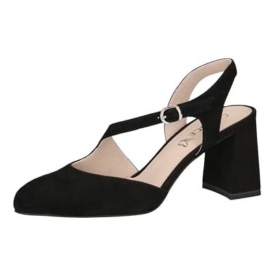 CAPRICE Escarpins Slingback Femme en Cuir à Talon trapèze, Noir (Black Suede), 38,5 EU - Publicité CAPRICE Escarpins Slingback Femme en Cuir à Talon trapèze, Noir (Black Suede), 38,5 EU - Publicité
