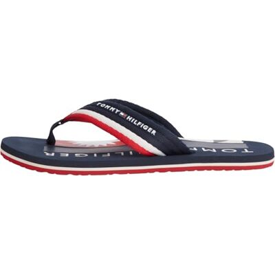 Tommy Hilfiger Tongs de plage pour homme Patch Print Hifiger , bleu, 5,5 - Publicité Tommy Hilfiger Tongs de plage pour homme Patch Print Hifiger , bleu, 5,5 - Publicité