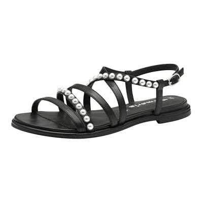 Tamaris Femme Damen Sandale Plate, Noir, 40 EU - Publicité Tamaris Femme Damen Sandale Plate, Noir, 40 EU - Publicité