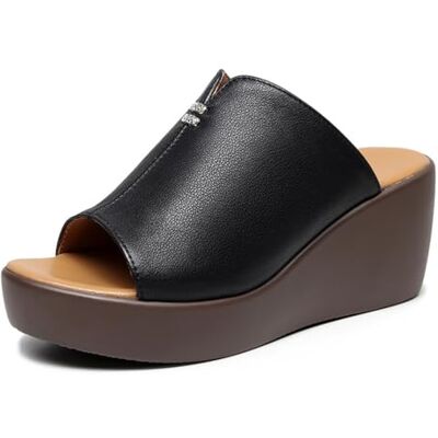 TNMIUH Sandales Compensées Femme en Cuir, Mules Plateforme Confort, Été Style Loisirs Sandales, Noir et Marron,Noir,37 EU - Publicité TNMIUH Sandales Compensées Femme en Cuir, Mules Plateforme Confort, Été Style Loisirs Sandales, Noir et Marron,Noir,37 EU - Publicité