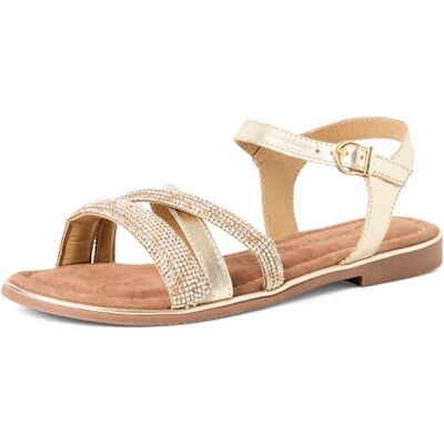 MARCO TOZZI Femme Sandale semelle intérieure Feel Me douce Cuir Slingback, métallique (PLATINUM COMB), 40 EU - Publicité MARCO TOZZI Femme Sandale semelle intérieure Feel Me douce Cuir Slingback, métallique (PLATINUM COMB), 40 EU - Publicité