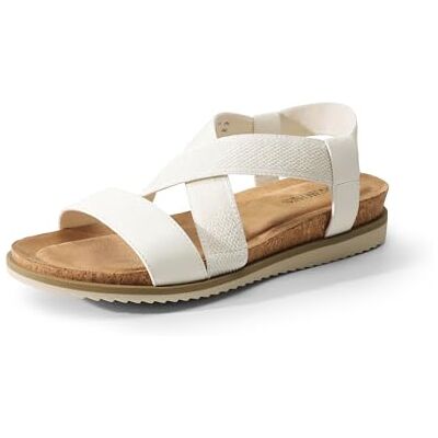 DREAM PAIRS Sandales compensées basses confortables pour femme Bout ouvert Sandales plates légères pour l'été, Blanc, 40 EU - Publicité DREAM PAIRS Sandales compensées basses confortables pour femme Bout ouvert Sandales plates légères pour l'été, Blanc, 40 EU - Publicité