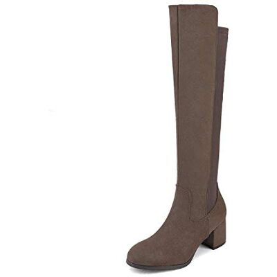 DREAM PAIRS Bottes Hautes pour Femmes Confortable et Résistante Bottines à Talon Bloc avec Boucle Réglable,Size 41.5,Kaki,Jennifer-3 - Publicité DREAM PAIRS Bottes Hautes pour Femmes Confortable et Résistante Bottines à Talon Bloc avec Boucle Réglable,Size 41.5,Kaki,Jennifer-3 - Publicité