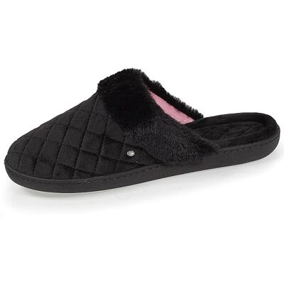 Isotoner Chaussons pantoufles Mules femme en microvelours matelassé, 39, noir - Publicité Isotoner Chaussons pantoufles Mules femme en microvelours matelassé, 39, noir - Publicité