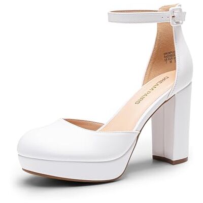 DREAM PAIRS Escarpins Femme Plateforme Talon Bloc Haut Mary Jane Style Chic Mode Soirée Mariage Bureau,Size 37,Blanc,DWUMPU2534 - Publicité DREAM PAIRS Escarpins Femme Plateforme Talon Bloc Haut Mary Jane Style Chic Mode Soirée Mariage Bureau,Size 37,Blanc,DWUMPU2534 - Publicité