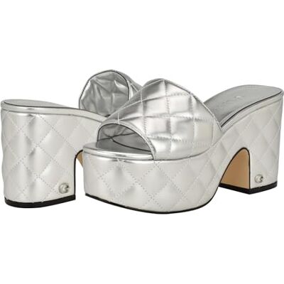 Guess Sandales à talons Yanni pour femme, Argenté, 37 EU - Publicité Guess Sandales à talons Yanni pour femme, Argenté, 37 EU - Publicité
