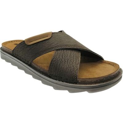 inblu Sandales à double bande croisée et semelle intérieure en cuir véritable pour homme, marron foncé, 45 EU - Publicité inblu Sandales à double bande croisée et semelle intérieure en cuir véritable pour homme, marron foncé, 45 EU - Publicité