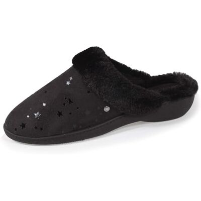 Isotoner Chaussons pantoufles Mules femme etoile et petit talon, 38 EU, noir - Publicité Isotoner Chaussons pantoufles Mules femme etoile et petit talon, 38 EU, noir - Publicité