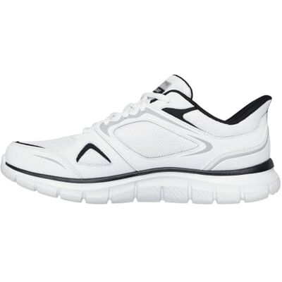 Skechers Track Ezral Baskets à Enfiler en Cuir Blanc/Maille Noire/polyuréthane, Pointure 42 - Publicité Skechers Track Ezral Baskets à Enfiler en Cuir Blanc/Maille Noire/polyuréthane, Pointure 42 - Publicité