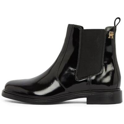Tommy Hilfiger Bottines Chelsea Femme Abrasivato Leather Vernies, Noir (Black), 36 - Publicité Tommy Hilfiger Bottines Chelsea Femme Abrasivato Leather Vernies, Noir (Black), 36 - Publicité