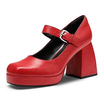 DREAM PAIRS Escarpins Femme Talon Haut Mary Jane à Bout Carré Style Y2K avec Plateforme Confort Chaussures Lolita,Size 38,Rouge-PU,SDPU2331W - Publicité DREAM PAIRS Escarpins Femme Talon Haut Mary Jane à Bout Carré Style Y2K avec Plateforme Confort Chaussures Lolita,Size 38,Rouge-PU,SDPU2331W - Publicité