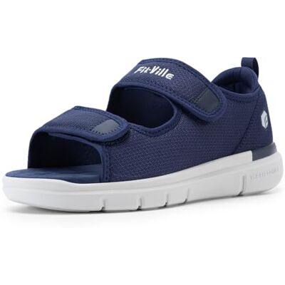 FitVille Sandales Diabétiques Hommes Large Ouverture Chaussures Orthopédique Scratch Sandales Rééducation pour Pieds Gonflés Bleu Marine 42.5 EU Large - Publicité FitVille Sandales Diabétiques Hommes Large Ouverture Chaussures Orthopédique Scratch Sandales Rééducation pour Pieds Gonflés Bleu Marine 42.5 EU Large - Publicité
