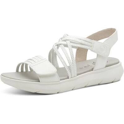 Jana Coshy Sandales Femme Plates avec Fermeture Velcro Vegan, White/Silver, 37 EU - Publicité Jana Coshy Sandales Femme Plates avec Fermeture Velcro Vegan, White/Silver, 37 EU - Publicité