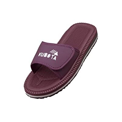 Kubota Claquettes à scratch Femme – Sandales été – Claquettes avec fermeture auto-agrippante – Chaussures pour piscine et plage – Chaussons – Bordeaux – 37 - Publicité Kubota Claquettes à scratch Femme – Sandales été – Claquettes avec fermeture auto-agrippante – Chaussures pour piscine et plage – Chaussons – Bordeaux – 37 - Publicité