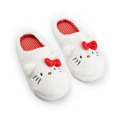 Hello Kitty Pantoufles blanches Chaussons d'intérieur moelleux avec oreilles 3D et nœud Motif pour femmes Pantoufles douces pour la maison Produits dérivés - Publicité Hello Kitty Pantoufles blanches Chaussons d'intérieur moelleux avec oreilles 3D et nœud Motif pour femmes Pantoufles douces pour la maison Produits dérivés - Publicité