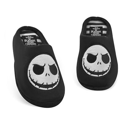 Disney Nightmare Before Christmas de monsieur Jack Pantoufles unisexes Mules à enfiler pour adultes avec visage de personnage de Jack Skellington en Noir Chaussures de maison d’intérieur - Publicité Disney Nightmare Before Christmas de monsieur Jack Pantoufles unisexes Mules à enfiler pour adultes avec visage de personnage de Jack Skellington en Noir Chaussures de maison d’intérieur - Publicité
