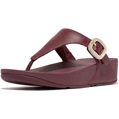 Fitflop Sandales Lulu en cuir avec boucle en cristal pour femme, Vin mauve, 36 EU - Publicité Fitflop Sandales Lulu en cuir avec boucle en cristal pour femme, Vin mauve, 36 EU - Publicité