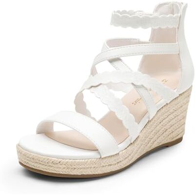 DREAM PAIRS Sandales compensées à bout ouvert pour filles Sandales à plateforme à fleurs Pour fête de mariage Pour petit enfant/grand enfant, Tout en blanc, 37 EU - Publicité DREAM PAIRS Sandales compensées à bout ouvert pour filles Sandales à plateforme à fleurs Pour fête de mariage Pour petit enfant/grand enfant, Tout en blanc, 37 EU - Publicité