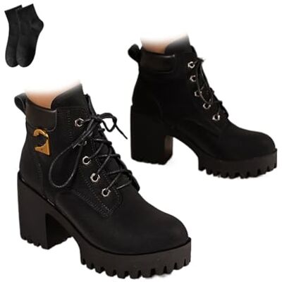 POIOZXD Bottes courtes orthopédiques à talon épais pour femme Pour l'automne et l'hiver Bout pointu Confortables à lacets Chaussures de marche, Noir , 38.5 EU - Publicité POIOZXD Bottes courtes orthopédiques à talon épais pour femme Pour l'automne et l'hiver Bout pointu Confortables à lacets Chaussures de marche, Noir , 38.5 EU - Publicité
