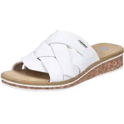 Rieker Femme V3608 Mules, Blanc, 41 EU - Publicité Rieker Femme V3608 Mules, Blanc, 41 EU - Publicité