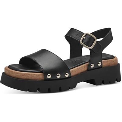 Tamaris Femme Sandale Plate, Cuir Noir, 36 EU - Publicité Tamaris Femme Sandale Plate, Cuir Noir, 36 EU - Publicité